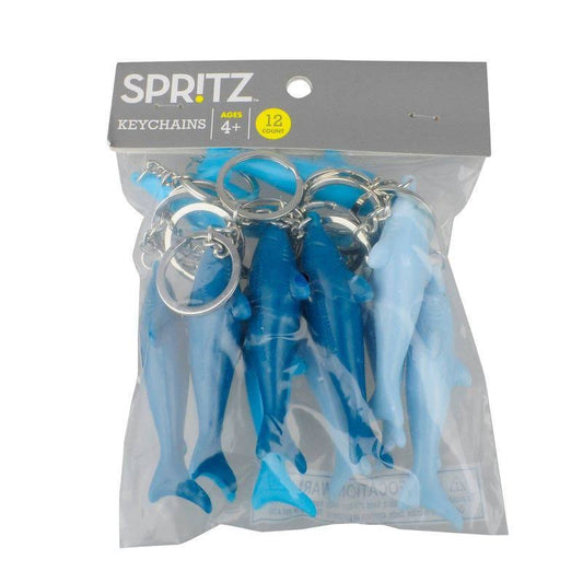 Spritz 12ct Party Favor Shark Key Chains Blue/Silver